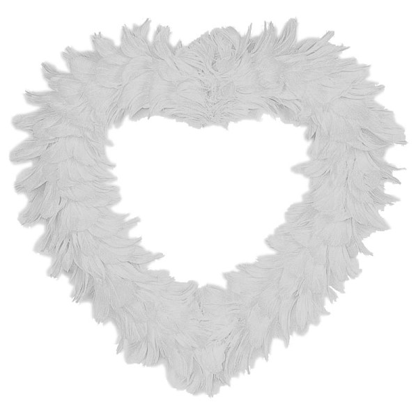 Péřové dekorační srdce 30 x 30 cm - bílá (1 ks)