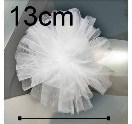 Tylové koule na výzdobu svatebního auta - bílá (Ø 13cm, 8 ks/kr)