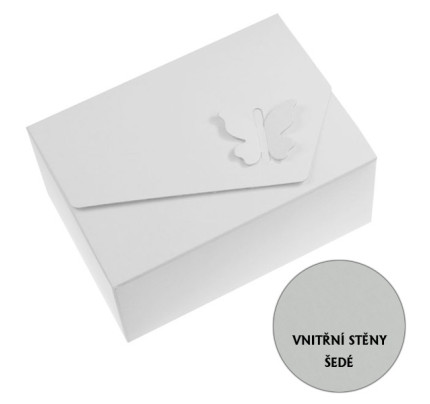 Krabička na výslužku MOTÝLEK,18 x 13 x 8 cm - bílá/šedá (10 ks/bal)