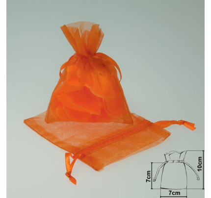 Organzový pytlíček 7 x 10 cm - oranžová (10 ks/bal)