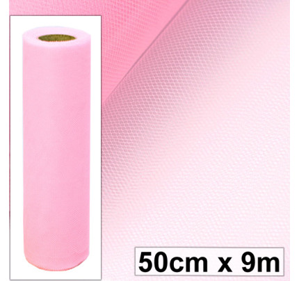 Svatební a aranžerský tyl 50 cm - růžová (9 m/rol)