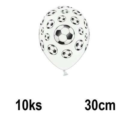 Dětské balonky FOTBAL - Ø 30 cm - bílá ( 10 ks/bal )