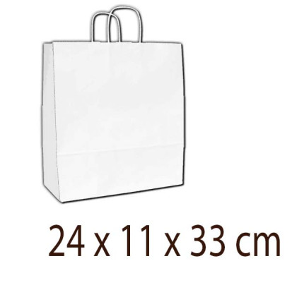 Papírová taška 24 x 11 x 33 cm  - bílá (10 ks/bal)