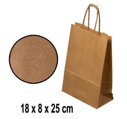Papírová taška NATURA  S - 18  x 8 x 25 cm  - hnědá (10 ks/bal)