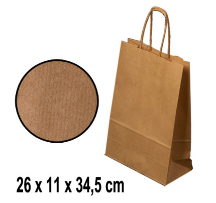 Papírová taška NATURA  S - 26  x 11 x 34,5 cm  - hnědá (10 ks/bal)