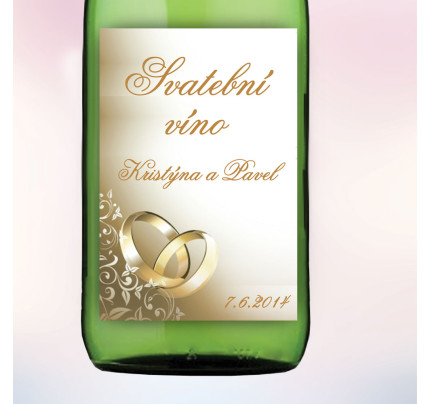 Etiketa na víno ZLATÉ PRSTENY 5,5 x 8 cm - zlatá (9 ks/bal)